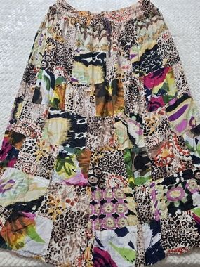 Unbranded Floral Animal Patchwork Maxi Skirt Womens Free Size Boho Cottagecore